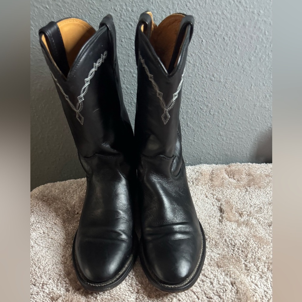 Justin Boots Black Leather Men's Boots